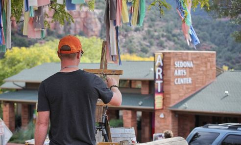 Artists paint in the landscape at the Sedona Plein Air Festival, hosted by Sedona Arts Center